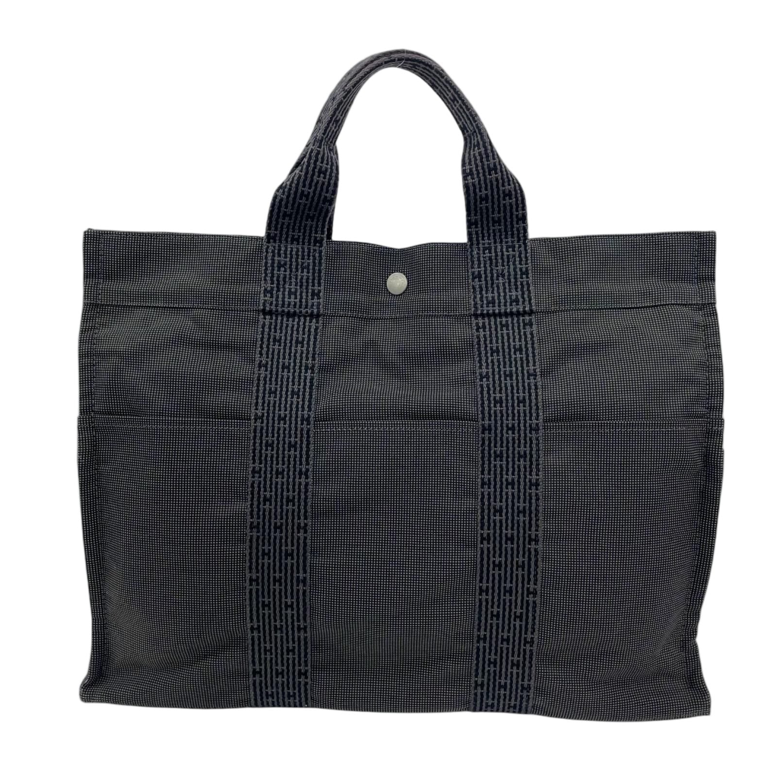 Hermes Her Line MM Canvas Cotton Gray Tote Silver — view 2