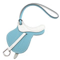 Hermes Paddock Cell Vorsoft Blue Atoll White Bag Charm Key Holder 1355
