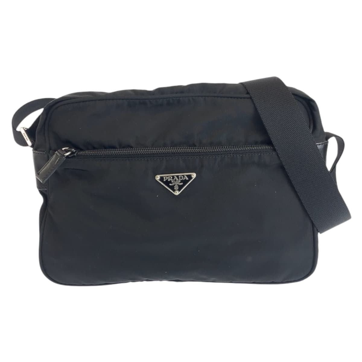 Prada Tessuto Black Silver Nylon Shoulder Bag
