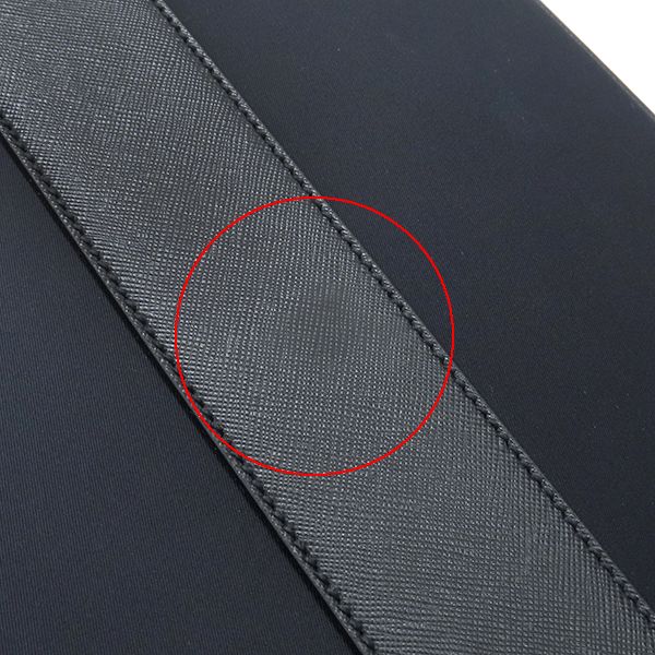 Prada Carry Bag Triangle Logo Case Nylon Leather Navy Silver Hardware — view 8