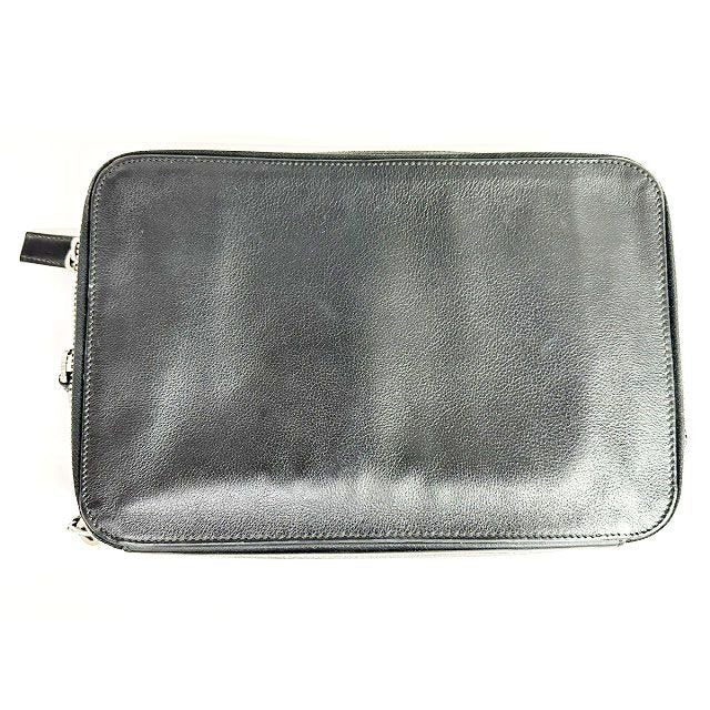 Prada Clutch Second Triangle Logo Saffiano Leather Black Aa — view 2