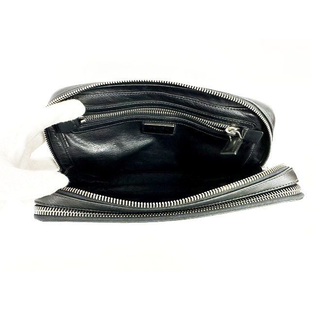 Prada Clutch Second Triangle Logo Saffiano Leather Black Aa — view 4