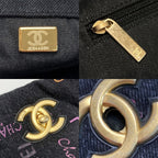 Chanel Quilted Maxi Shopping Bag As3128 Black Denim 2-Way Tote — view 5