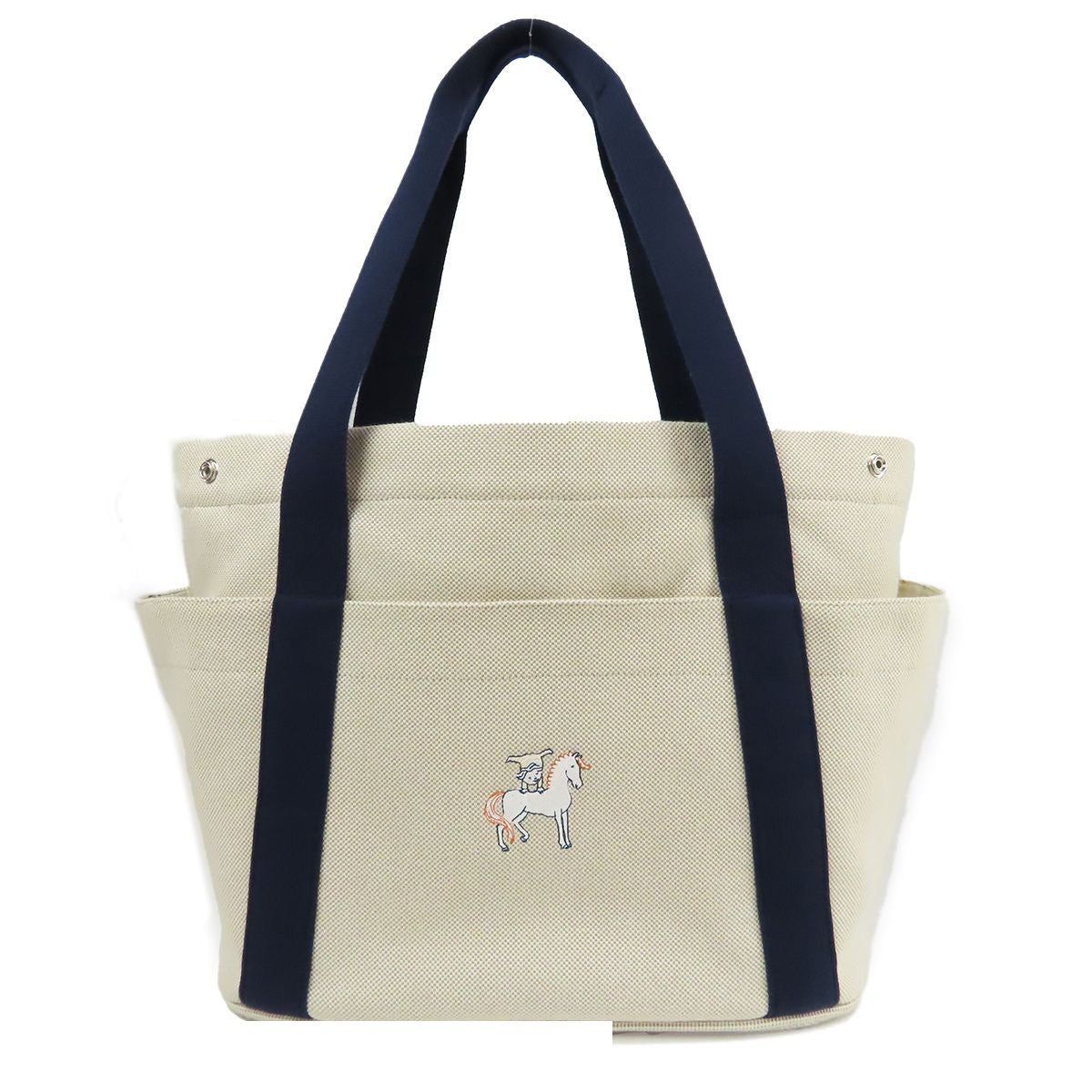 Hermes Cabriole Gray Perlee Silver Toile H Diaper Tote Bag — view 2