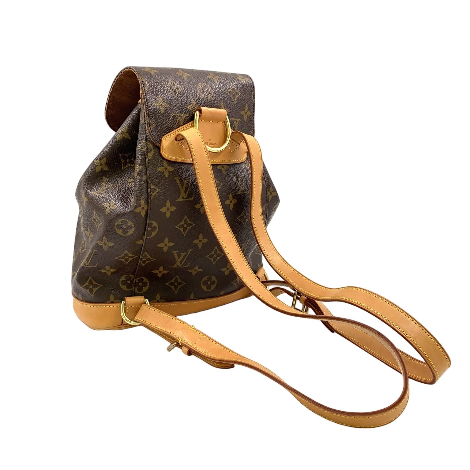 Louis Vuitton Montsouris MM Monogram Leather Brown Light Backpack Gold — view 2