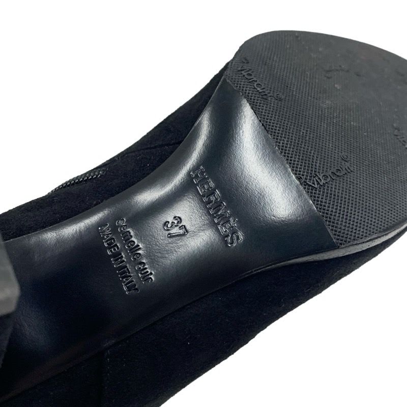 Hermes Saint Germain Boots Short Shoes Suede Black Silver Kelly Hardware — view 8