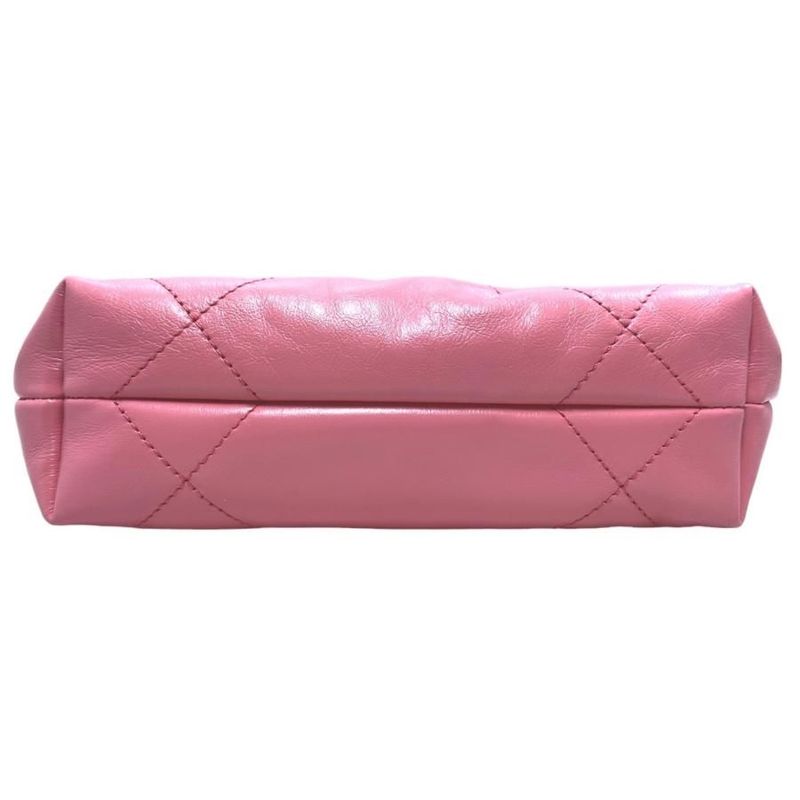 Chanel 22 Mini Shoulder Bag As3980 Shiny Calfskin Logo Chain Pink — view 6