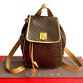Celine Macadam Blason Triomphe Pattern Logo Ring Hardware Leather Backpack