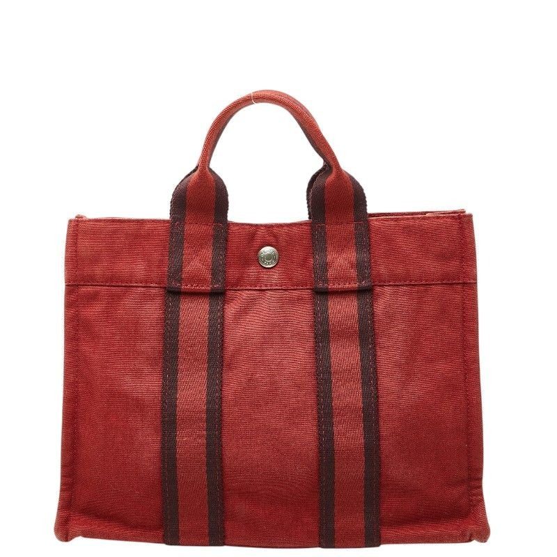 Hermes Fourre Tout PM Mini Tote Red Canvas