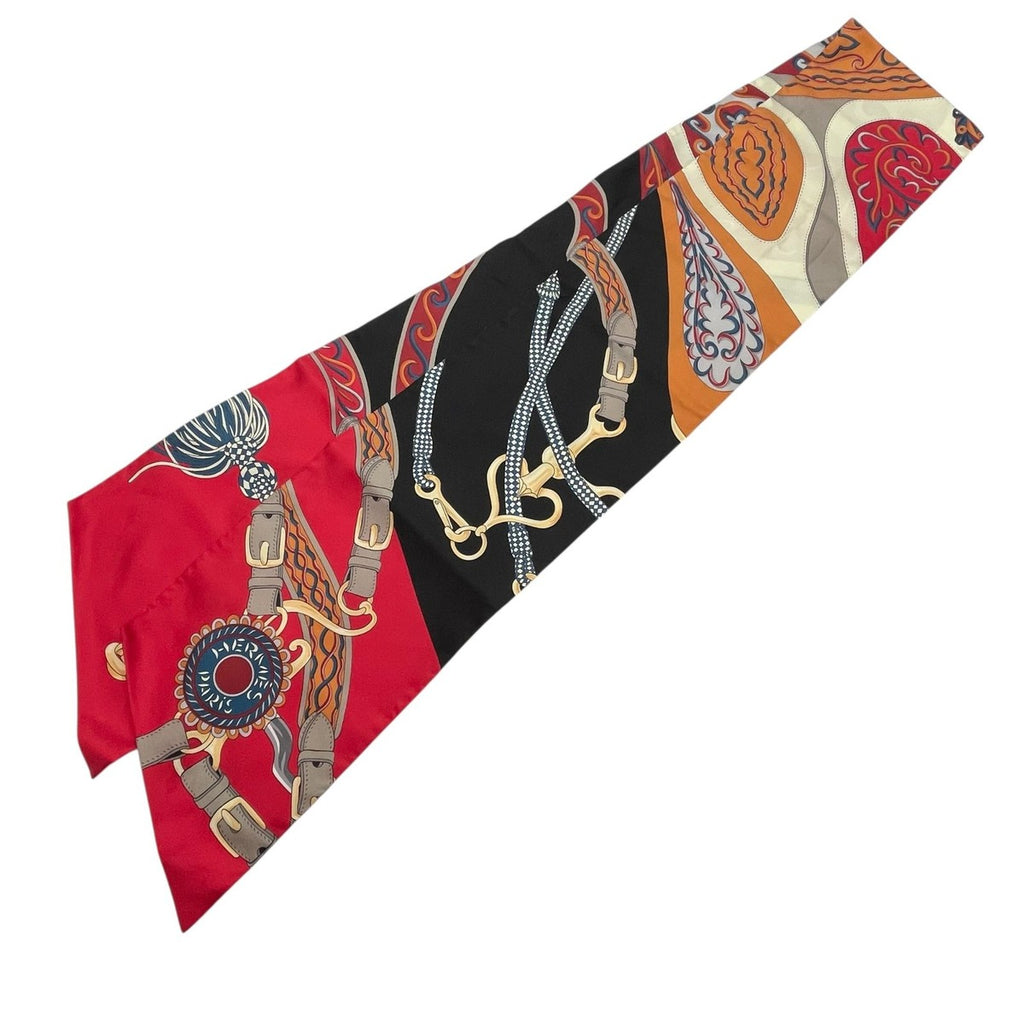 Hermes Twill Scarf Silk Brides ET Gris Red Multicolor — view 2