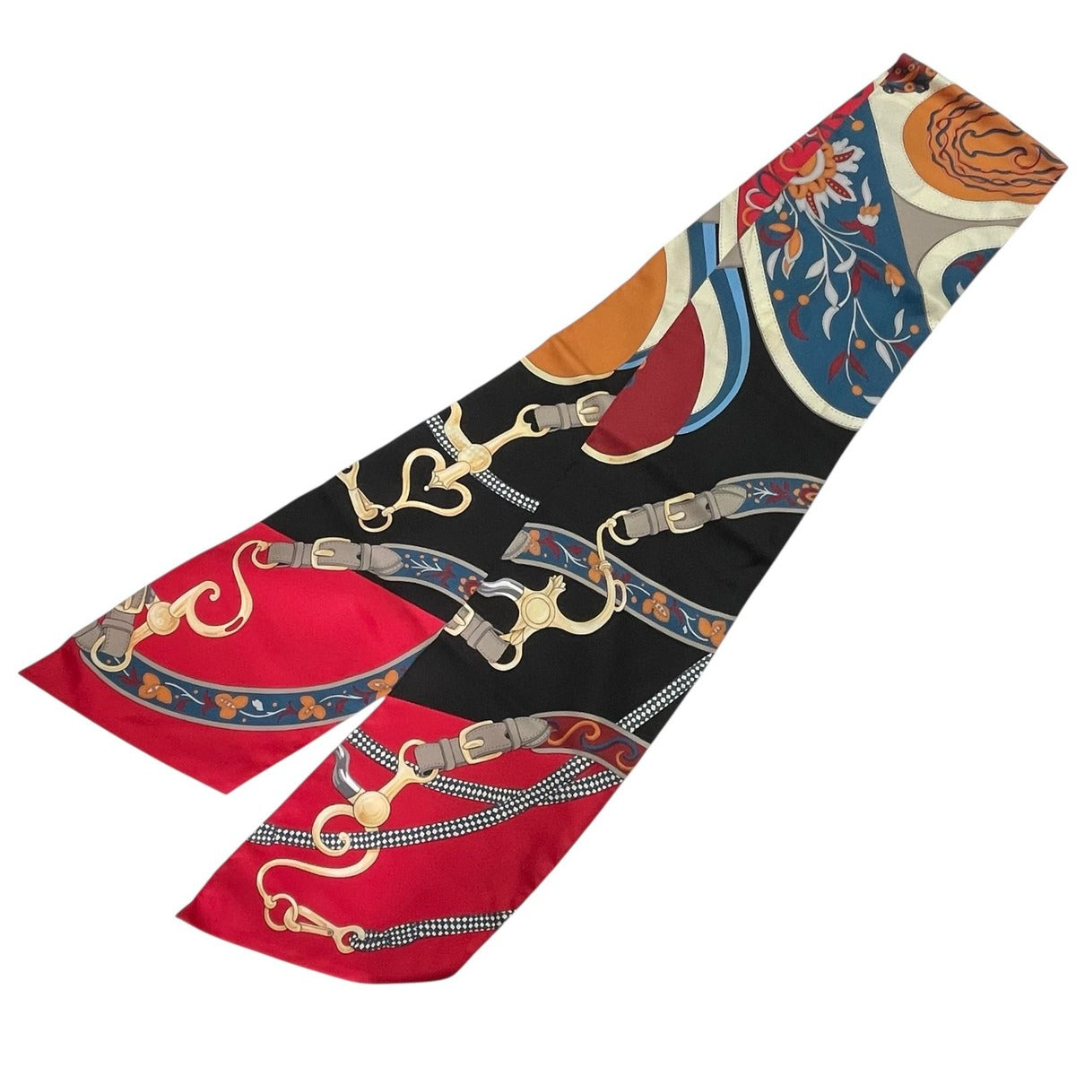 Hermes Twill Scarf Silk Brides ET Gris Red Multicolor — view 3