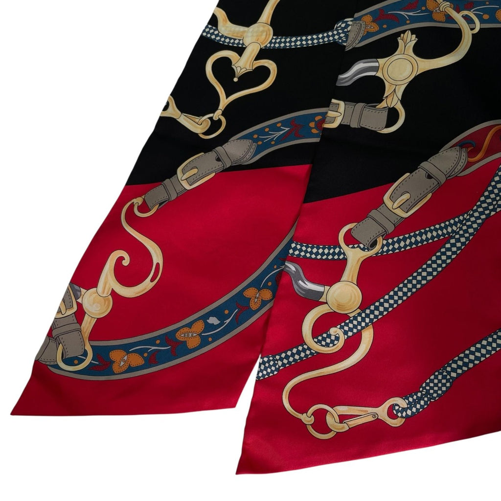 Hermes Twill Scarf Silk Brides ET Gris Red Multicolor — view 5