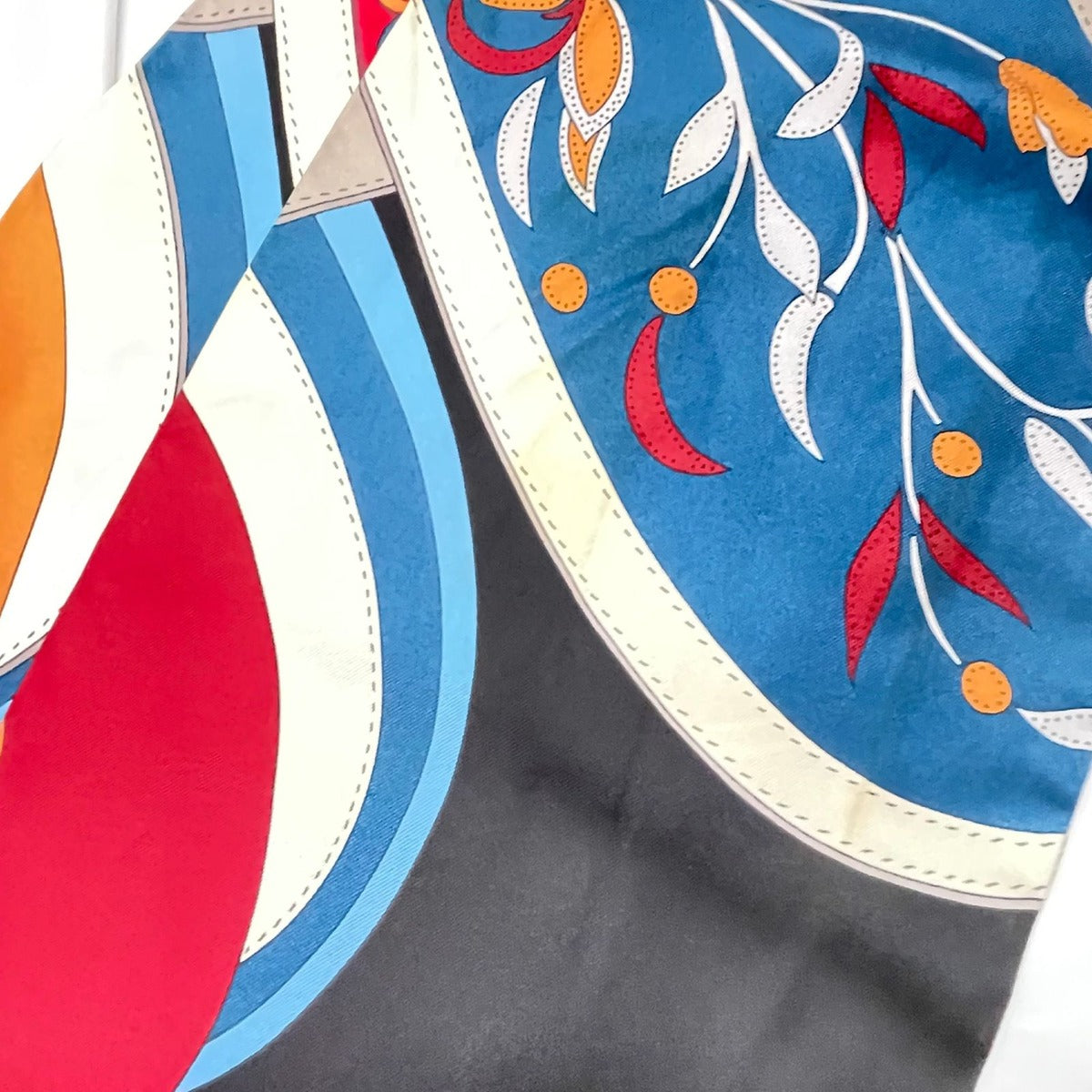 Hermes Twill Scarf Silk Brides ET Gris Red Multicolor — view 6