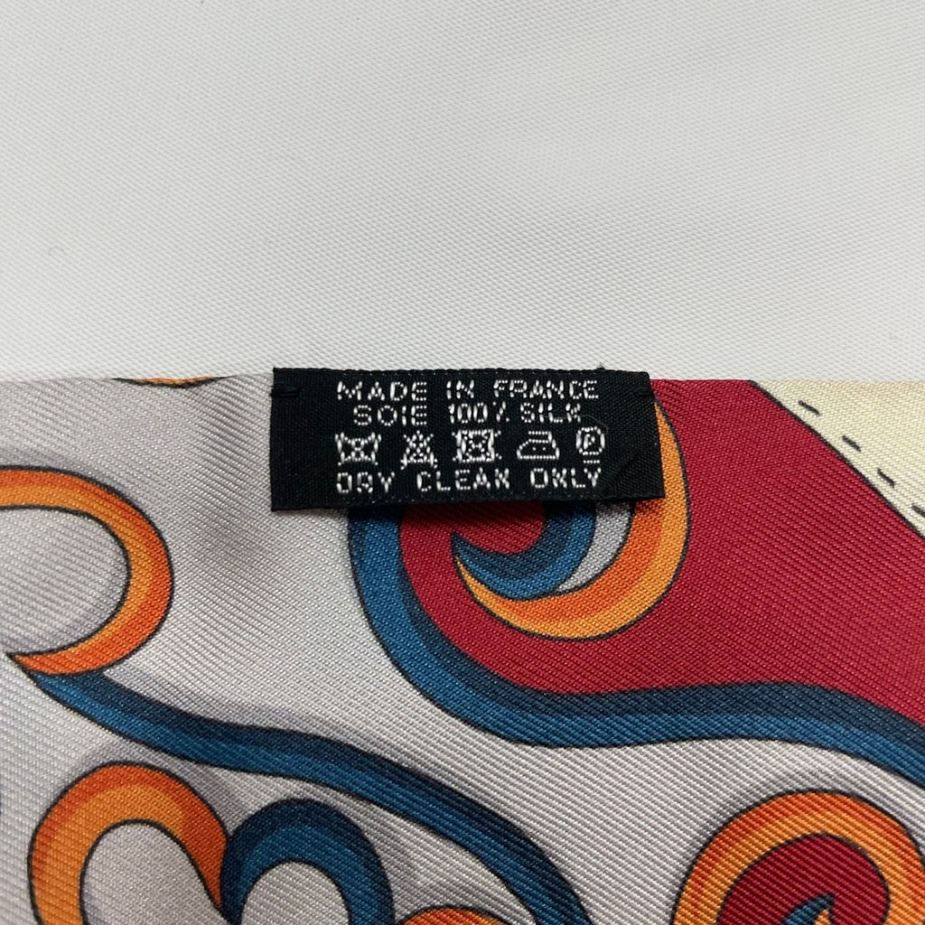 Hermes Twill Scarf Silk Brides ET Gris Red Multicolor — view 8