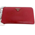 Prada Round Zipper Long Wallet Red 1 M0506 Saffiano — view 2