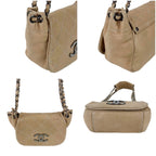 Chanel CC Logo Leather Chain Shoulder Bag Mini Beige Quilted — view 4