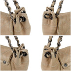Chanel CC Logo Leather Chain Shoulder Bag Mini Beige Quilted — view 5