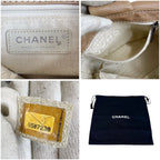 Chanel CC Logo Leather Chain Shoulder Bag Mini Beige Quilted — view 9