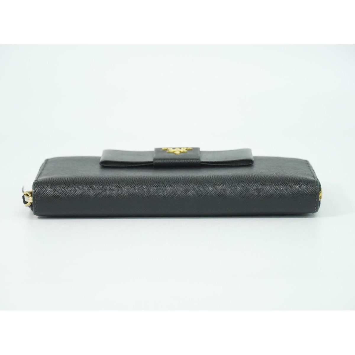 Prada Ribbon Leather Zip Around Wallet Black — view 3
