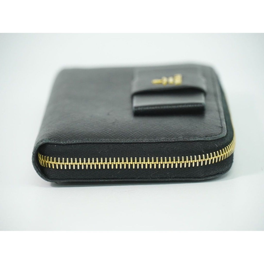 Prada Ribbon Leather Zip Around Wallet Black — view 4