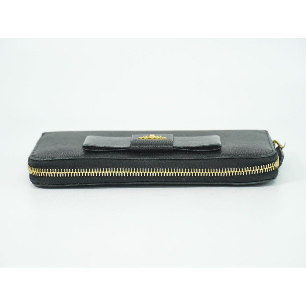Prada Ribbon Leather Zip Around Wallet Black — view 5