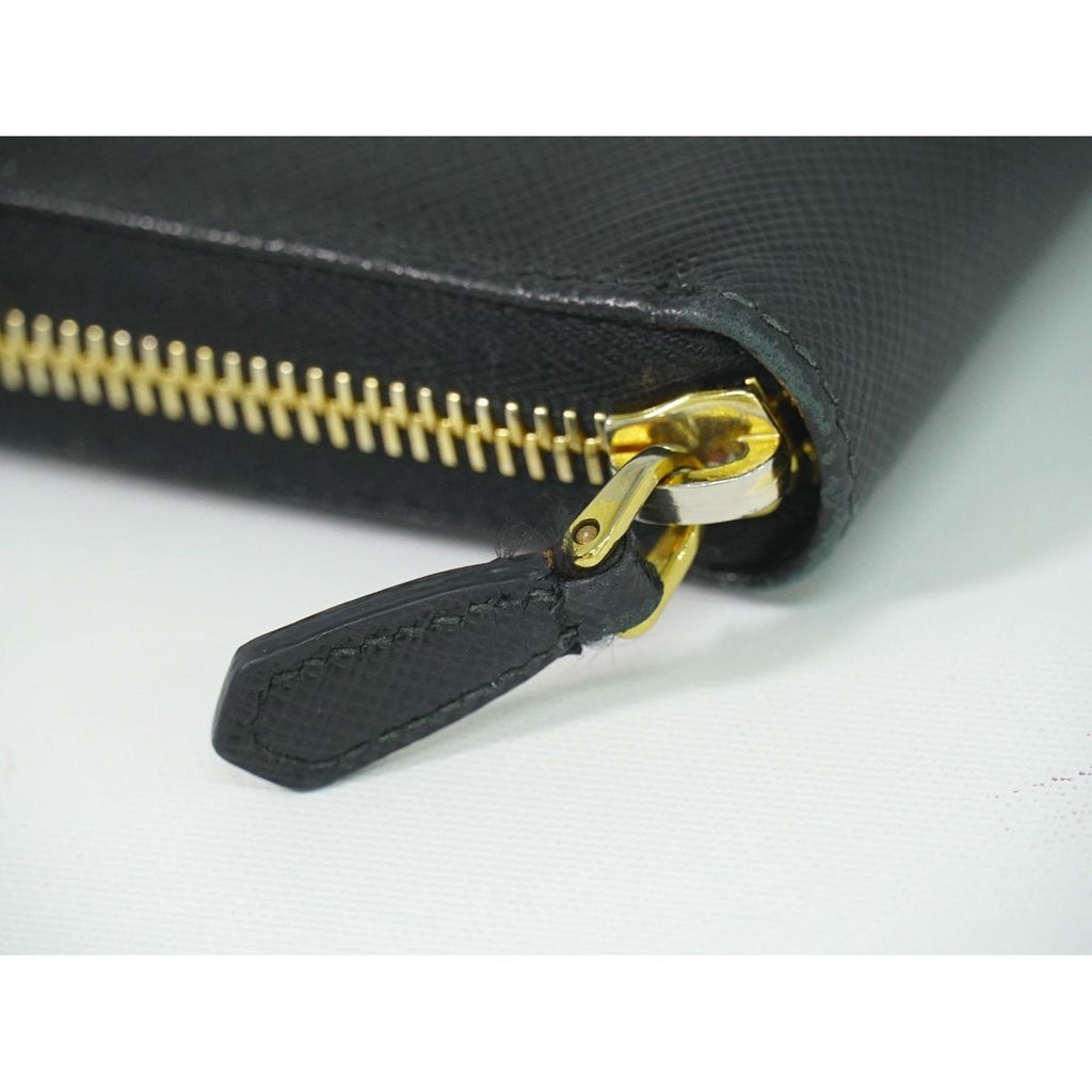 Prada Ribbon Leather Zip Around Wallet Black — view 6