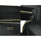 Prada Ribbon Leather Zip Around Wallet Black — view 9