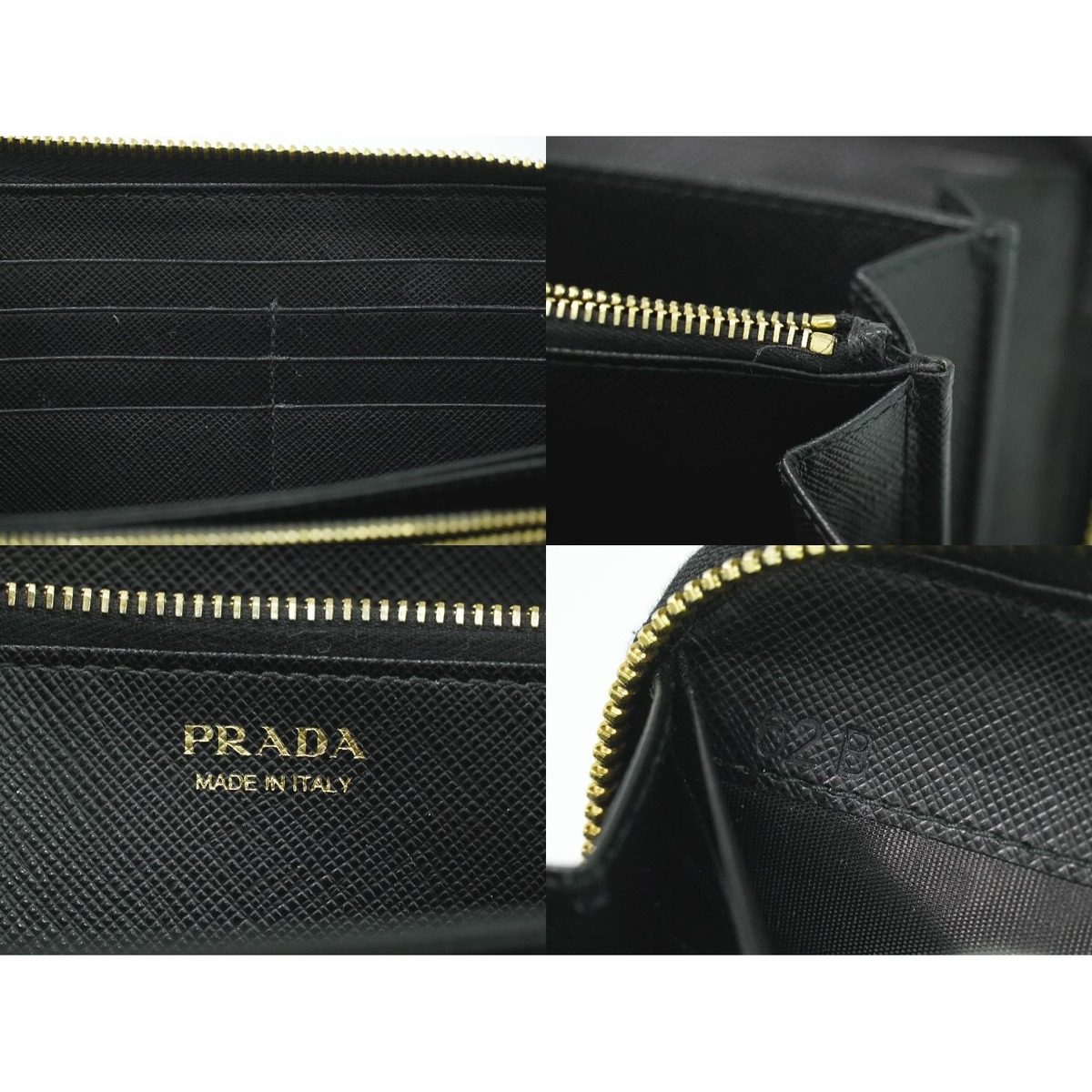 Prada Ribbon Leather Zip Around Wallet Black — view 9