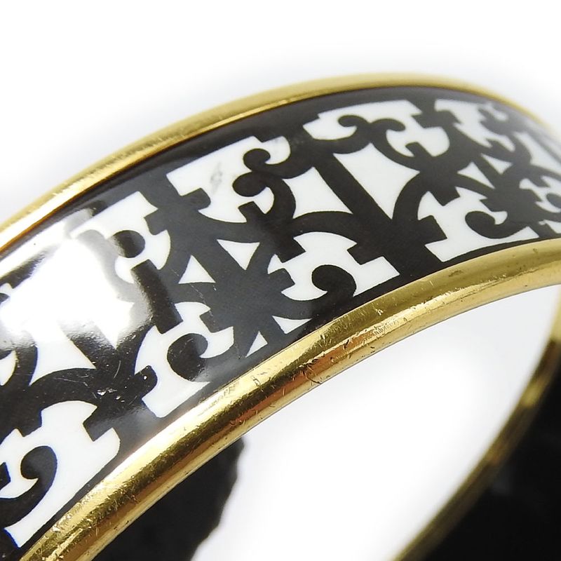 Hermes Bracelet Emile GM Gadarkivir Enamel Metal White Black Gold Hardware — view 9