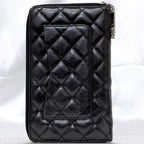 Chanel Round Zipper Long Wallet Black Cambon — view 4