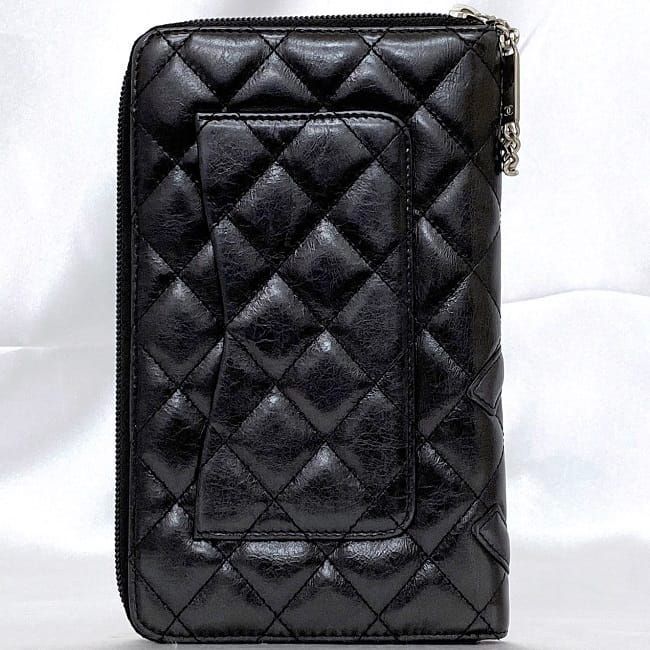 Chanel Round Zipper Long Wallet Black Cambon — view 4