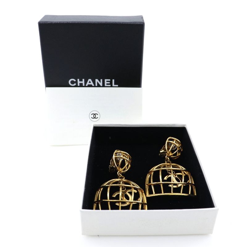 Chanel Birdcage Gold Plated 93 P 31.9 g Earrings — view 9