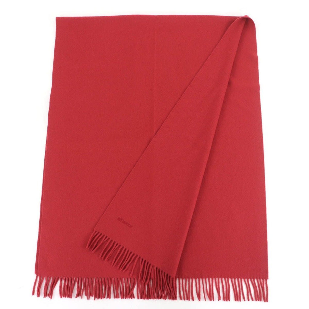 Hermes Cashmere Logo Embroidery with Fringe Large Shawl Scarf Red — view 2
