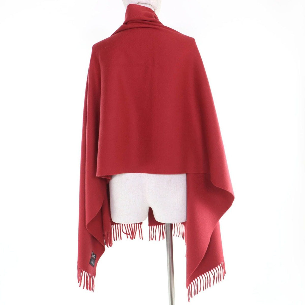 Hermes Cashmere Logo Embroidery with Fringe Large Shawl Scarf Red — view 5