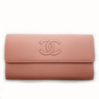 Chanel CC Logo Caviar Leather Pink Wallet