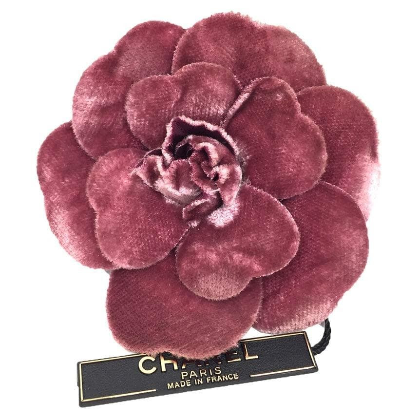 Chanel Camellia Corsage Pink Velour