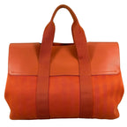 Hermes Valparaiso MM Toileche Blanc Leather Canvas Orange Handbag Silver — view 2