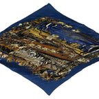 Hermes Scarf Pleated Silk Grand Cortege a Moscou Moscow March Navy — view 3