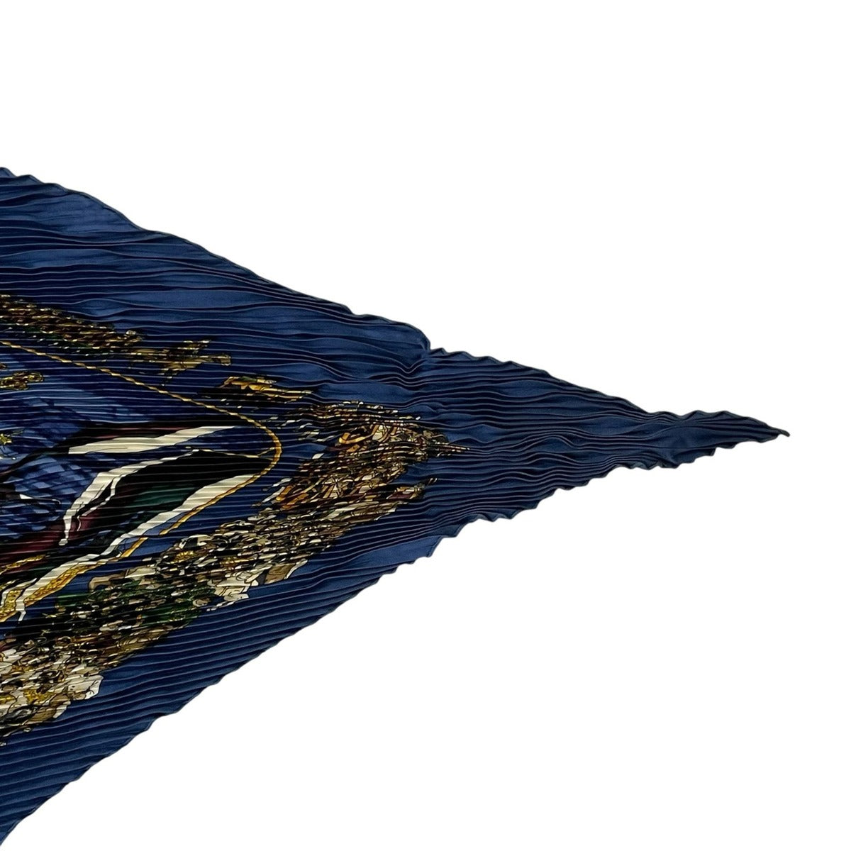 Hermes Scarf Pleated Silk Grand Cortege a Moscou Moscow March Navy — view 4