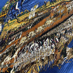 Hermes Scarf Pleated Silk Grand Cortege a Moscou Moscow March Navy — view 5