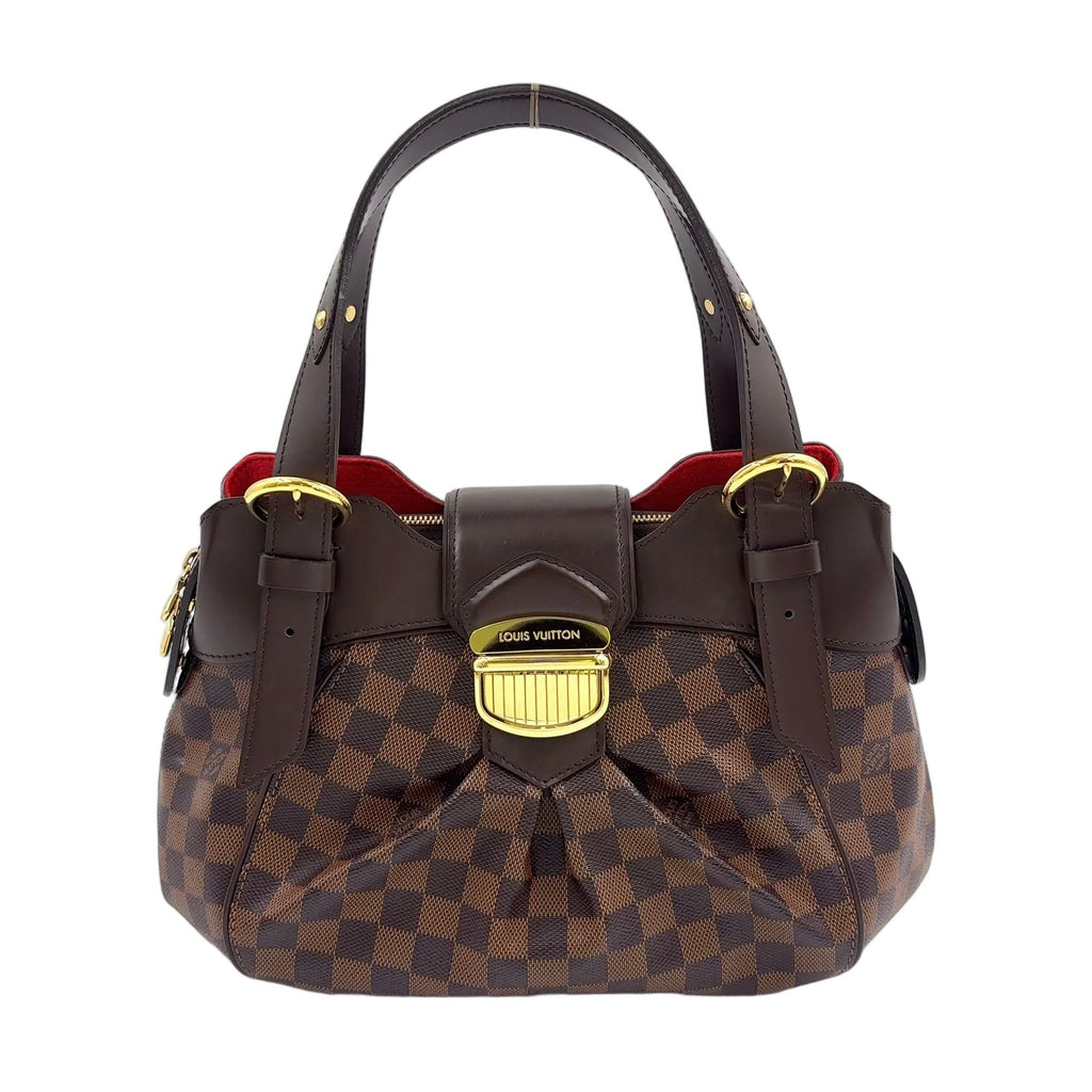 Louis Vuitton Sistine PM Damier Ebene Leather Brown Handbag Gold