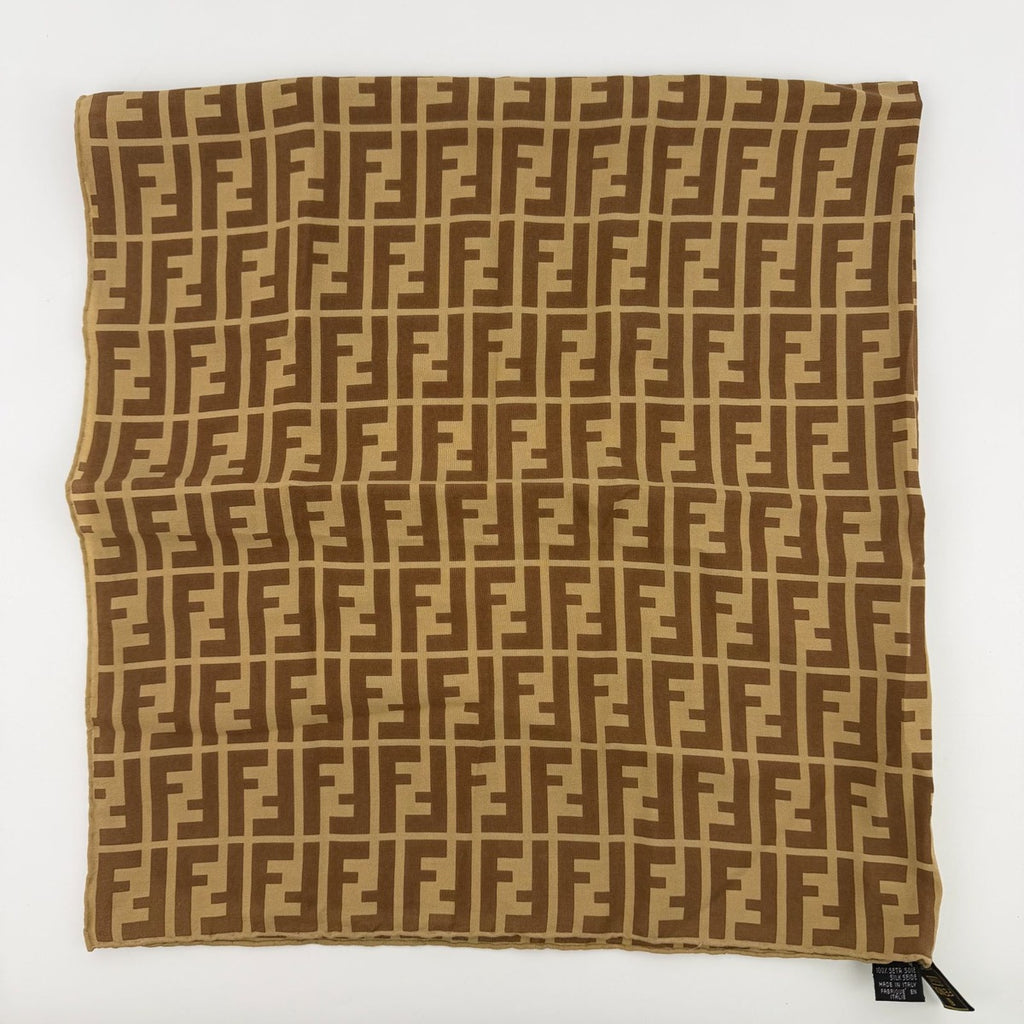 Fendi Scarf Brown Silk Vintage — view 3