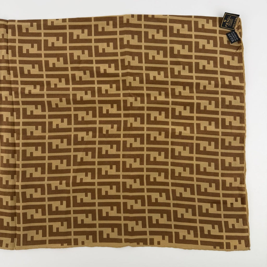 Fendi Scarf Brown Silk Vintage — view 5