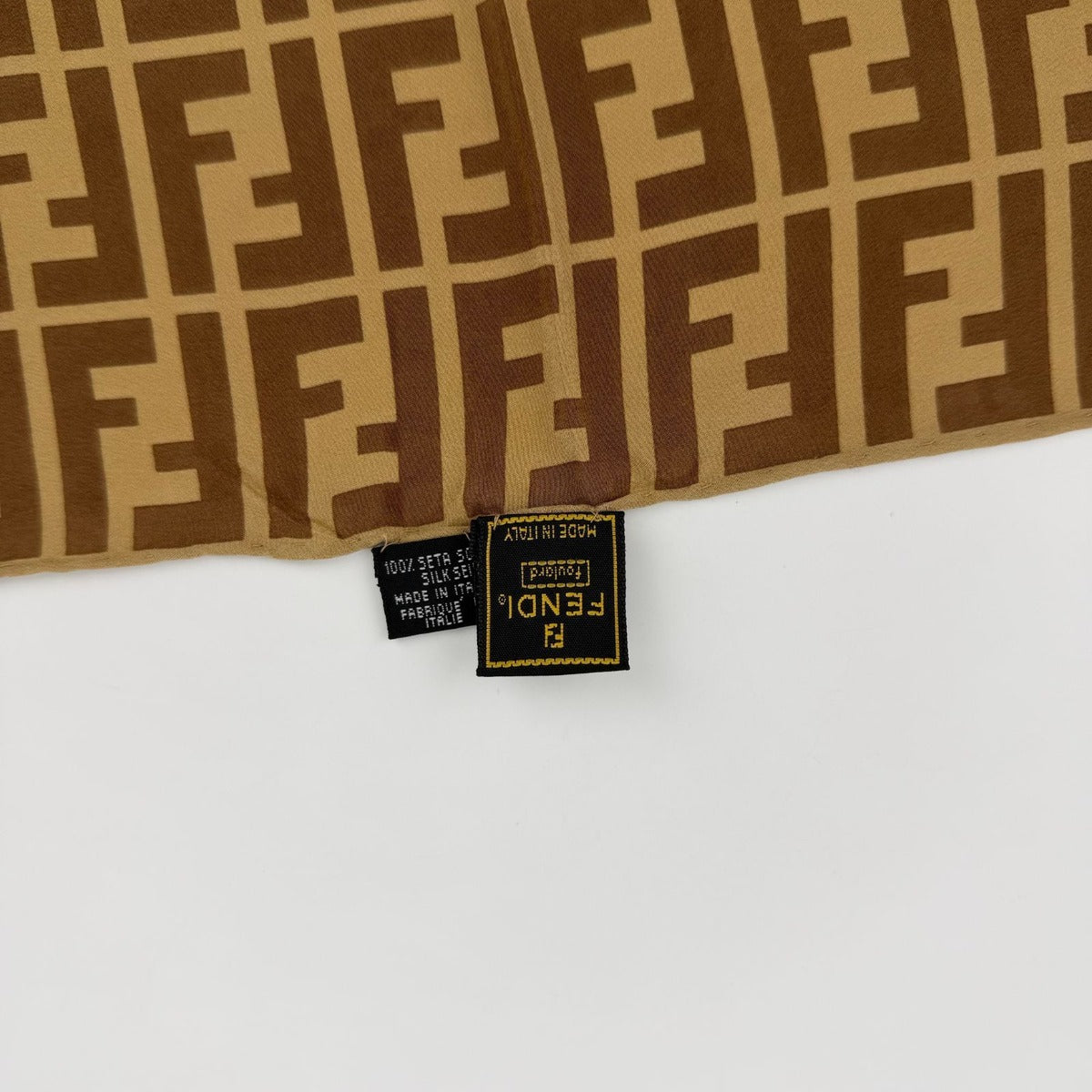 Fendi Scarf Brown Silk Vintage — view 8