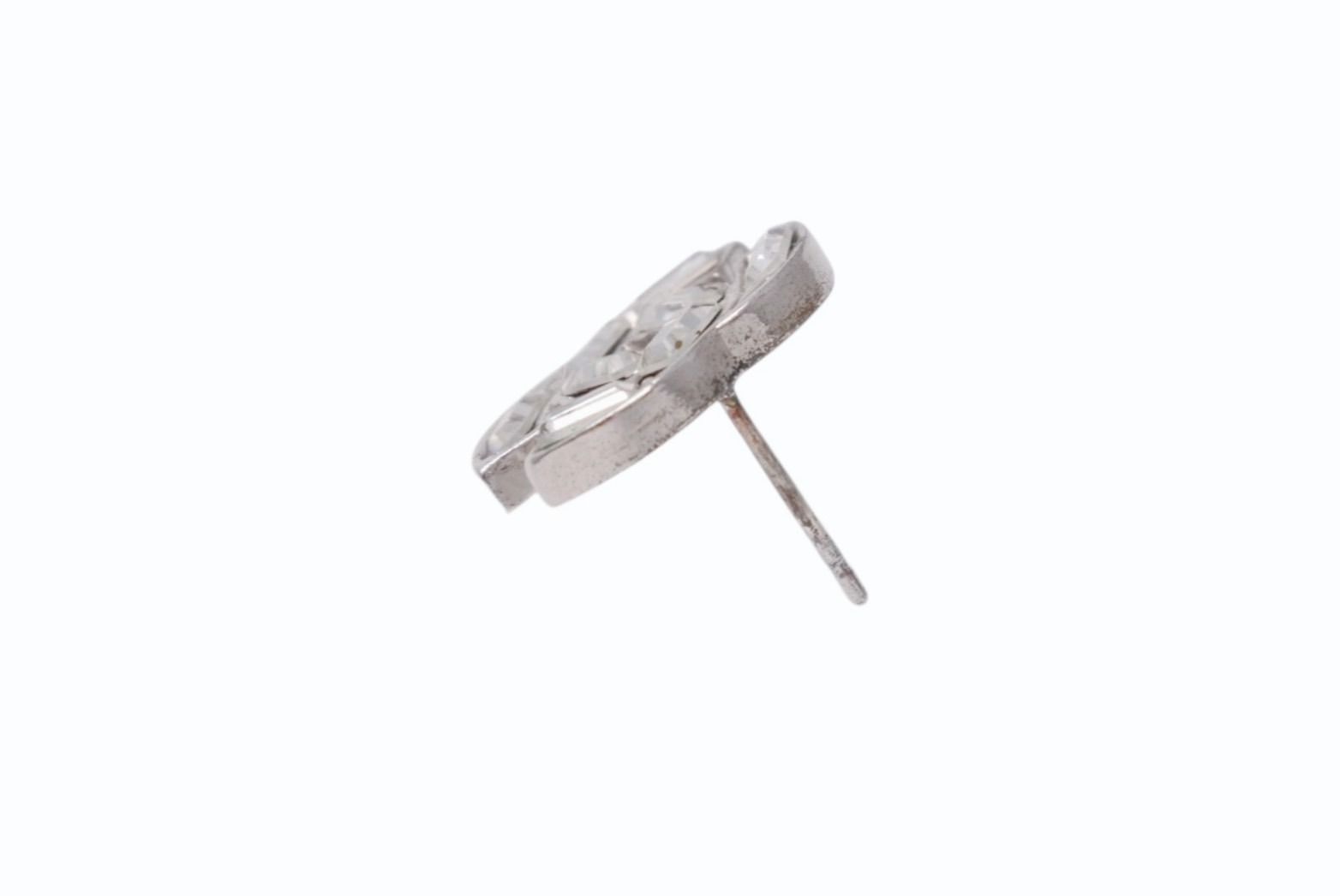 Chanel CC Logo Earrings Rhinestone Silver Color 01 — view 5