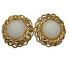 Chanel Faux Pearl Gold Circle Vintage Earrings