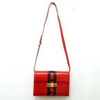 Celine Shoulder Bag Ribbon Hardware Red Black Bicolor Leather — view 5