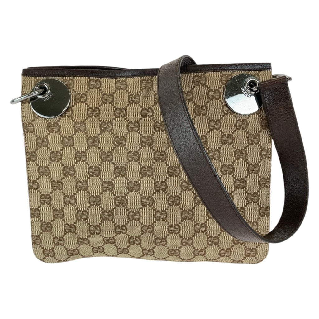 Gucci Eclipse Brown Silver GG Canvas Shoulder Bag