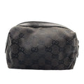 Gucci GG Pattern Leather Canvas Black Pouch Silver