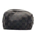 Gucci GG Pattern Leather Canvas Black Pouch Silver